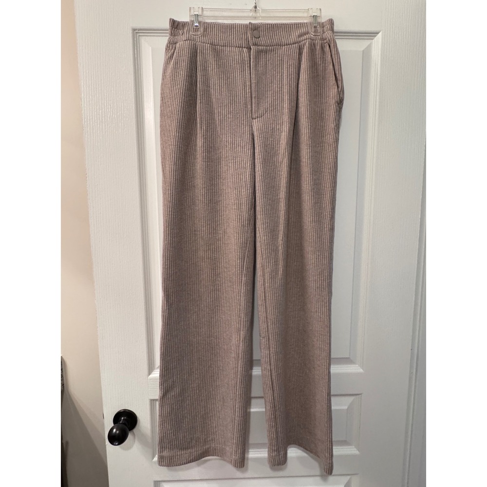 Varley Aberdeen Straight Leg Pant Tan Cord Sweat Ribbed Trousers S